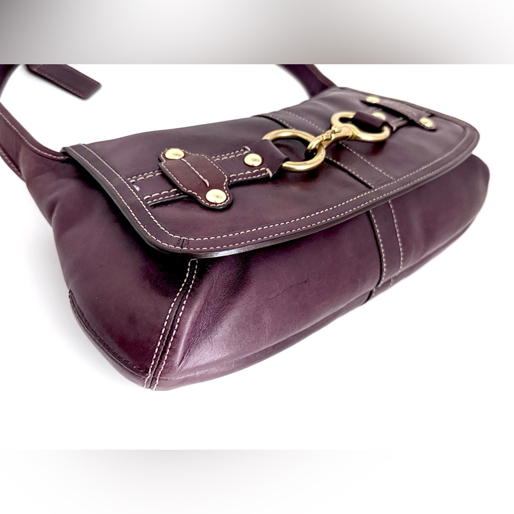 Vintage Coach Ergo Legacy XL Belted Hobo 11266 Burnished Plum Leather Y2K - Picture 14 of 15